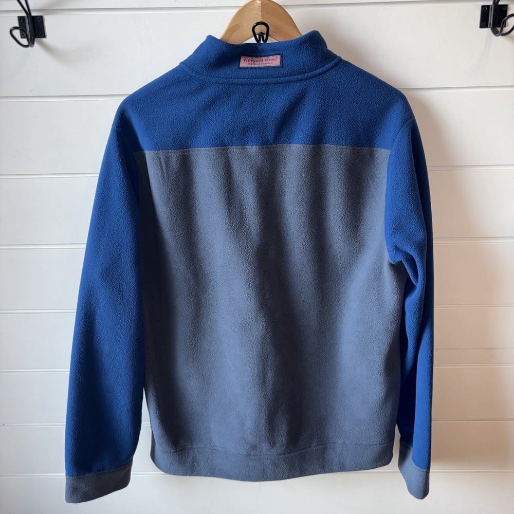 Vineyard Vines Color-Blocked Blue Harbor Fleece Quarter-Snap Pullover Size: M - Picture 3 of 8